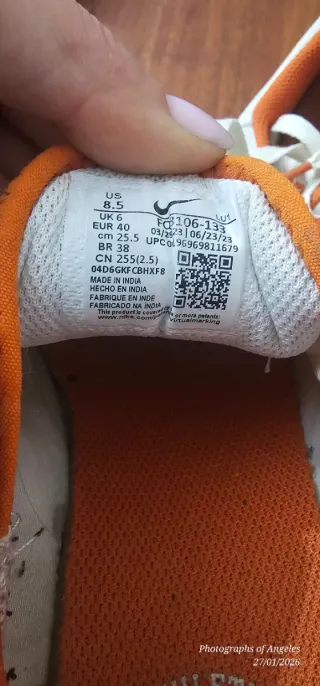 Zapatillas Nike Mujer Talla 40 Naranja/Blanco