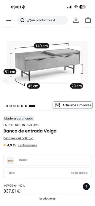 Banco de entrada con almacenaje