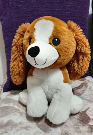 Peluche Perro Marrón y Blanco