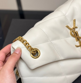 Bolso YSL Cloud Blanco Piel Acolchado Dorado
