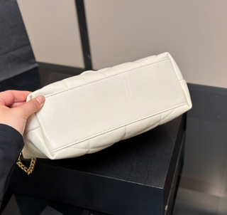 Bolso YSL Cloud Blanco Piel Acolchado Dorado