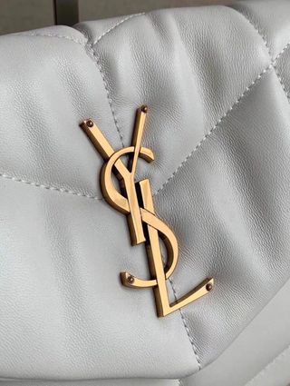 Bolso YSL Cloud Blanco Piel Acolchado Dorado