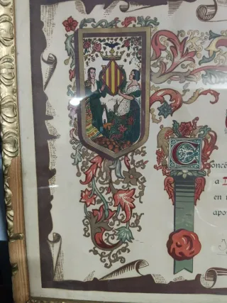 Diploma Falla Benimaclet 1953 José benlliure