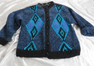 Cardigan Vintage Blu Argyle/Losanghe