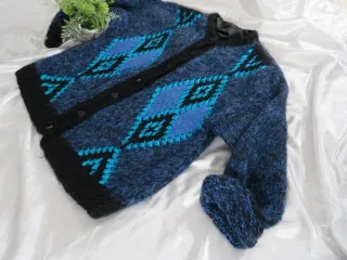 Cardigan Vintage Blu Argyle/Losanghe