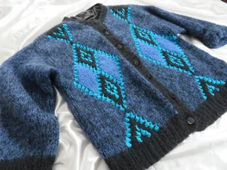 Cardigan Vintage Blu Argyle/Losanghe