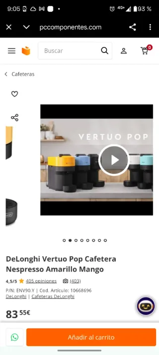 Macchina da caffè Delonghi Vertuo Pop gialla