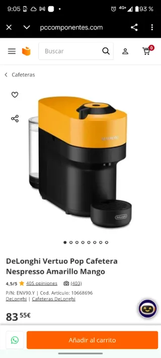 Macchina da caffè Delonghi Vertuo Pop gialla