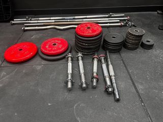 Lote Barras Mancuernas y Discos Gimnasio