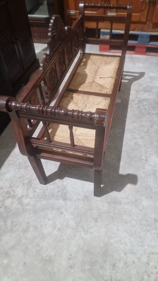 Banco madera esparto antiguo 150x47x93
