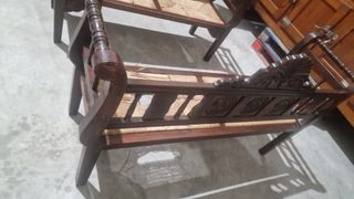 Banco madera esparto antiguo 150x47x93