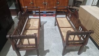 Banco madera esparto antiguo 150x47x93