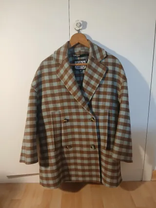 Chaquetón cuadros BIMBA Y LOLA marrón y azul