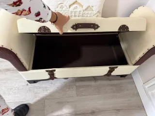 Diván baúl beige y marrón