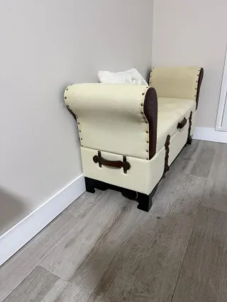 Diván baúl beige y marrón