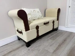 Diván baúl beige y marrón