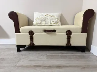 Diván baúl beige y marrón