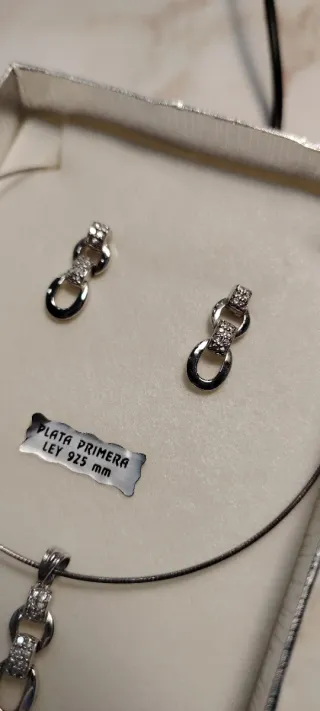 Conjunto Plata 925 Colgante y Pendientes