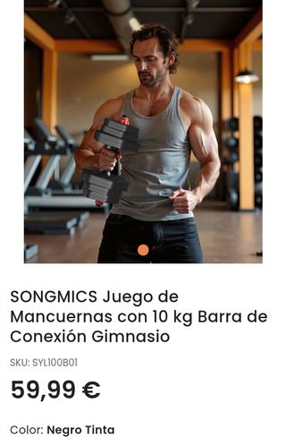 Mancuernas SONGMICS 10 kg 2en1 con barra de conexión