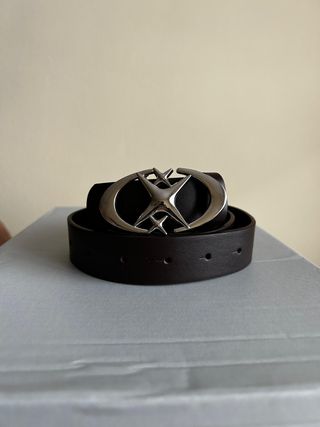 Cinturón Cuero Y2K/Estilo Estrellas Hebilla Plata