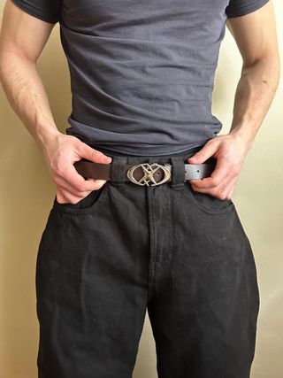 Cinturón Cuero Y2K/Estilo Estrellas Hebilla Plata