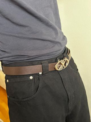 Cinturón Cuero Y2K/Estilo Estrellas Hebilla Plata