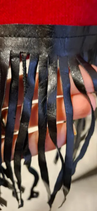 Poncho Rosso con Frange Ecopelle