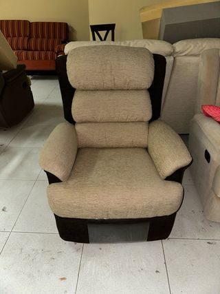 Sillón relax tela beige y marrón