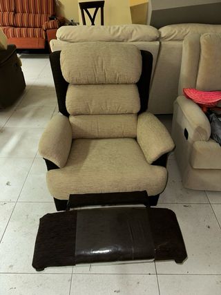 Sillón relax tela beige y marrón