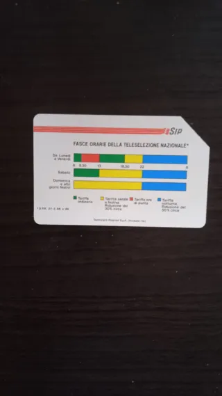Carta Telefonica SIP Fasce Orarie