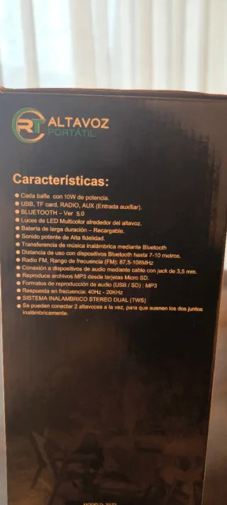 Altavoz Portátil RT 7073 Negro