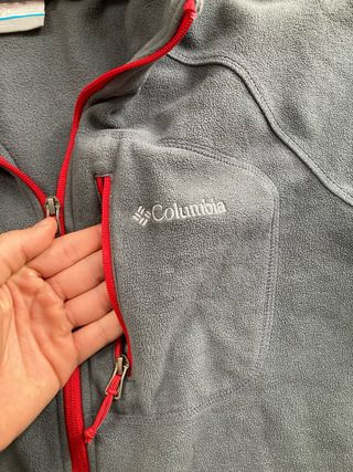 Chaqueta Forro Polar Columbia Gris y Rojo