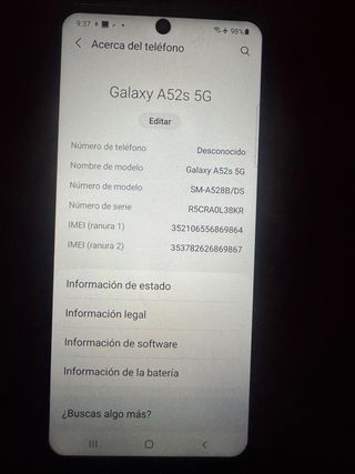 Samsung Galaxy A52s 5G Nero