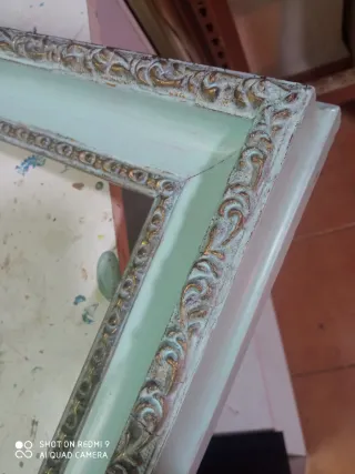 Marco de madera pan de oro y verde