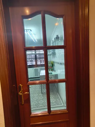 Puerta de cocina madera roble con cristal