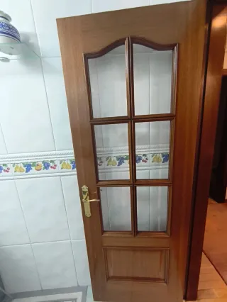 Puerta de cocina madera roble con cristal