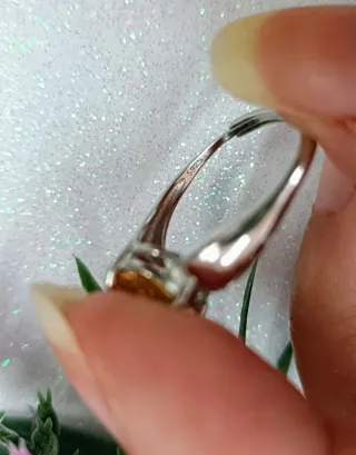 Anillo Plata Ajustable Citrina Natural