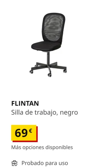 Silla de oficina Ikea FLINTAN negra