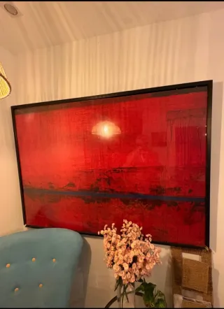 Cuadro abstracto rojo y azul