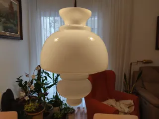 Lámpara colgante blanca de cristal