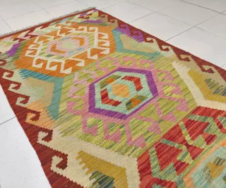 Tappeto Kilim afgano 254x81 cm lana