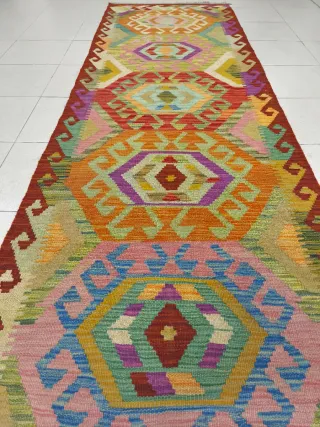 Tappeto Kilim afgano 254x81 cm lana
