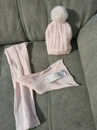 Conjunto Gorrito y Bufanda Rosa Miranda