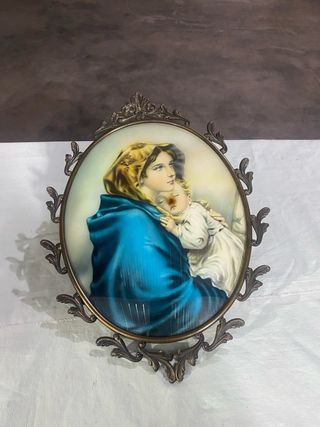 Quadro Madonna con Bambino, cornice barocca