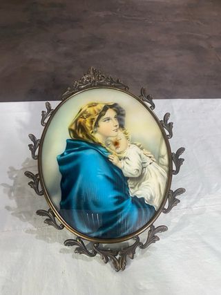 Quadro Madonna con Bambino, cornice barocca