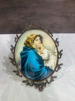 Quadro Madonna con Bambino, cornice barocca