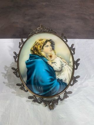 Quadro Madonna con Bambino, cornice barocca