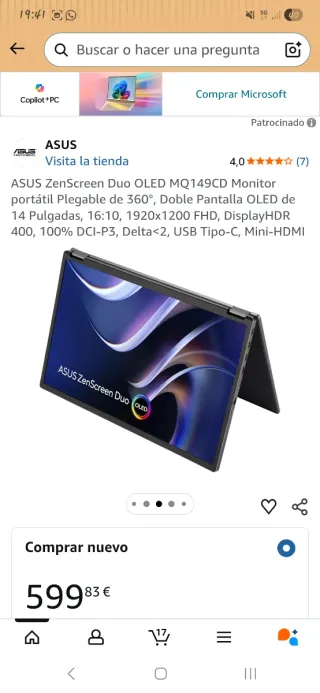 Monitor ASUS ZenScreen Duo OLED MQ149CD