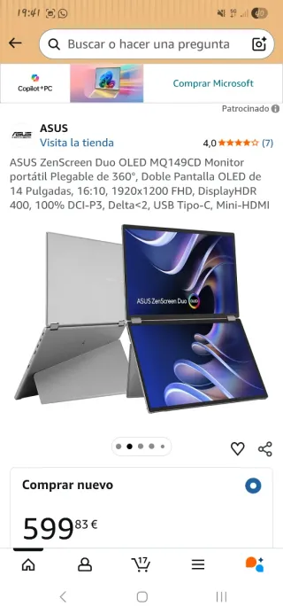 Monitor ASUS ZenScreen Duo OLED MQ149CD