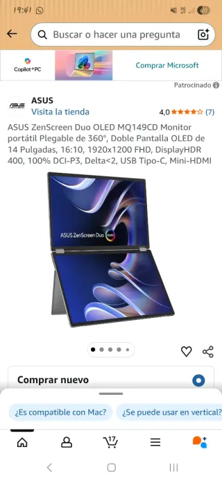 Monitor ASUS ZenScreen Duo OLED MQ149CD